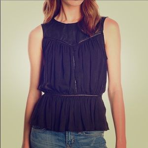 Sam Edelman Top: Vegan Leather elements _Black